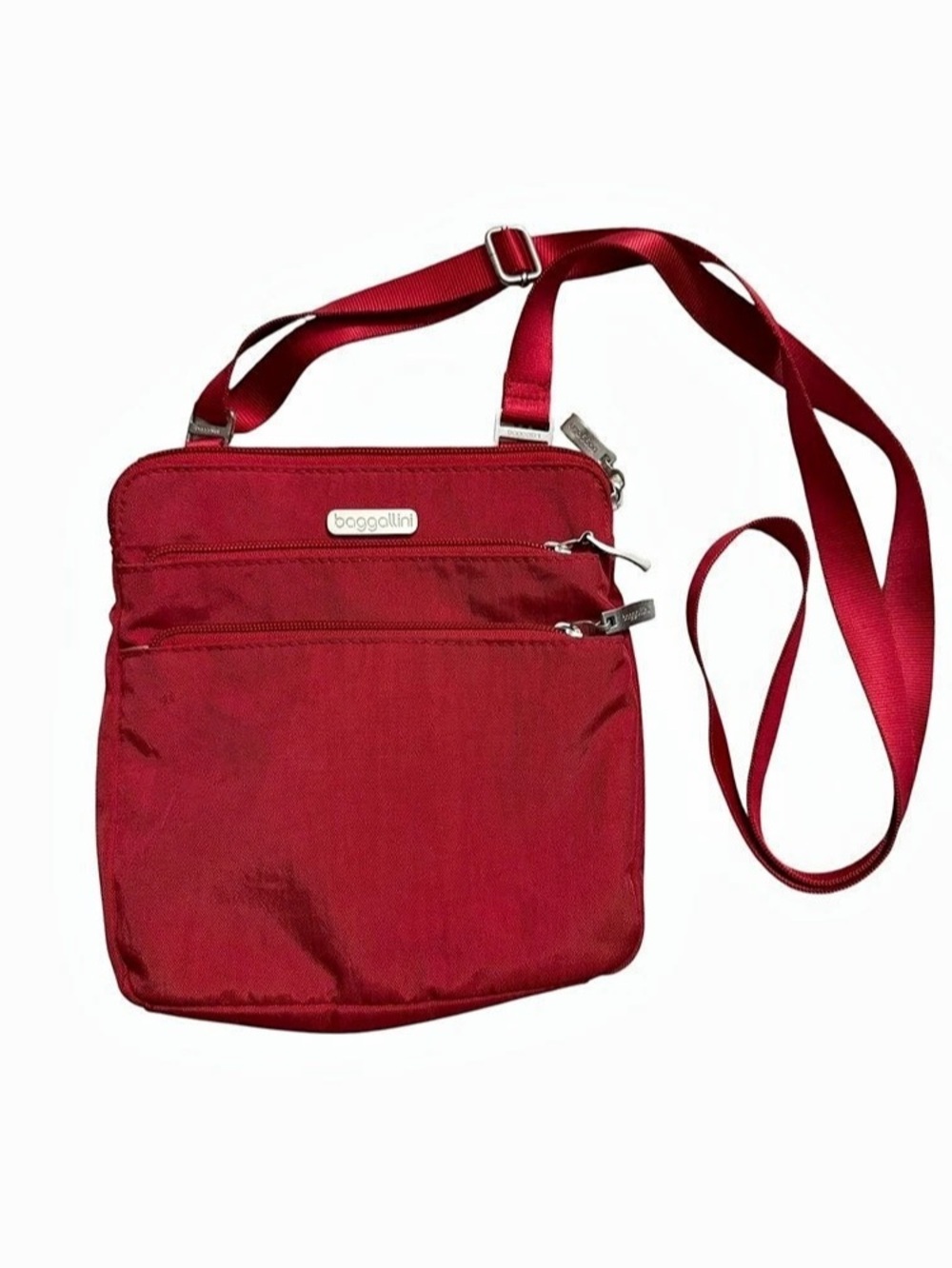 Baggallini Triple Zip Crossbody Red Bag